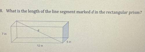 What is the length of the line segment marked d in the rectangular prism?