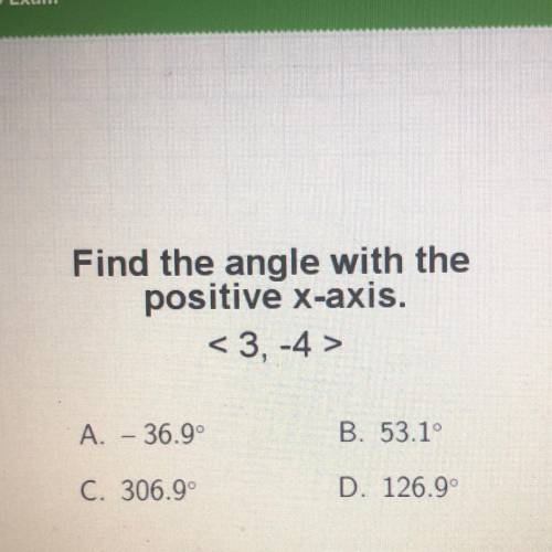 (Acellus) Find the angle with the positive x-axis