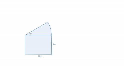 1. This composite figure is created by placing a sector of a circle on a rectangle. What is the are