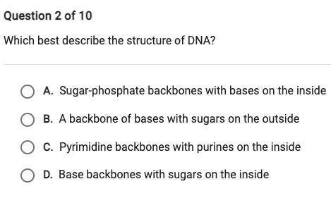 Which best describes the structure of DNA