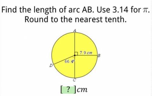 Find the length of arc AB. Use 3.14 for pi. Round to the nearest tenth.
