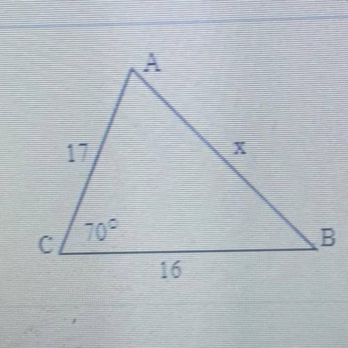 Use the Law of Cosines. Find length X
X=