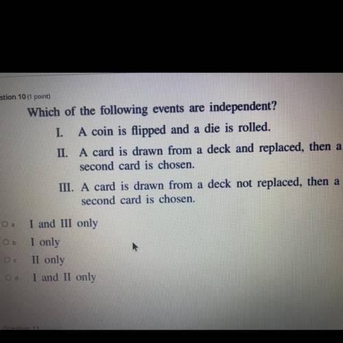 Which of the following events are independent?