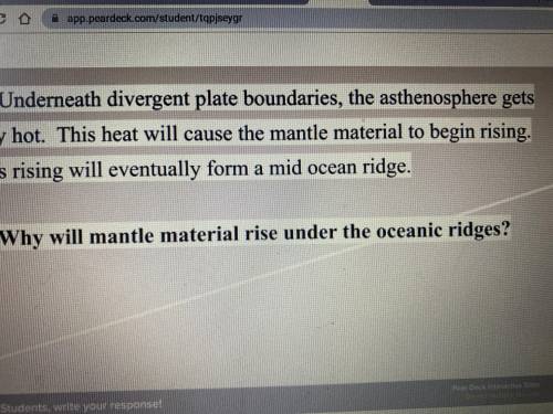 Why will mantle material rise under the oceanic ridge