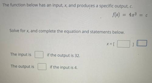 Solve for x, complete the equation and statements below the equation