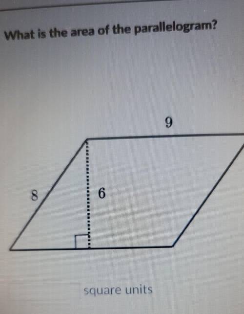 What is the area of the parallelogram? 9, 8, 6​