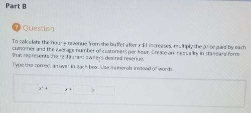 Please help, asap, this is due today.

To calculate the hourly revenue from the buffet after x $1