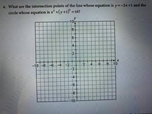 4. What are the intersection points of the line whose equation is y=-2x +1 and the

circle whose e