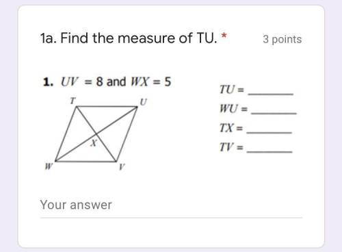 Please help me find the measure of TU please ?