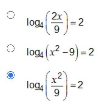 Which of the following equations is equivalent to 2log4x − log49 = 2?