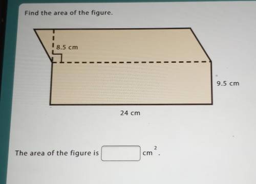 Find the area of the figure. 8.5 cm 9.5 cm 24 cm The area of the figure is_______cm2​