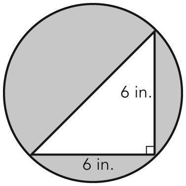 A right triangle is inscribed in a circle. Determine the area of the shaded region. Use

3.14 for
