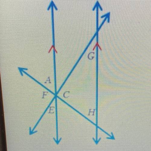 Lines AE and GH are parallel in the image below. The image will be used to prove that the sum of th