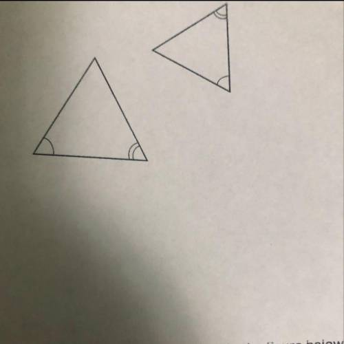 PLEASE HELP AND SHOW WORK:)

Determine if the triangles below are similar. If they are, give the r