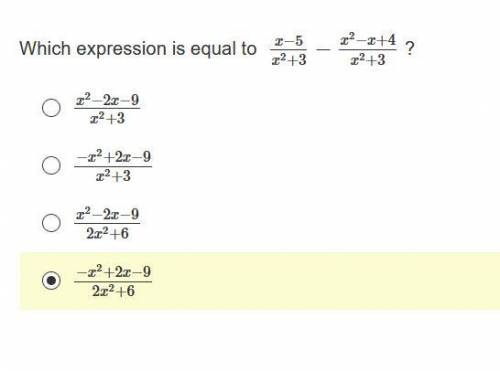 Which expression is equal to x−5x2+3−x2−x+4x2+3 ?
