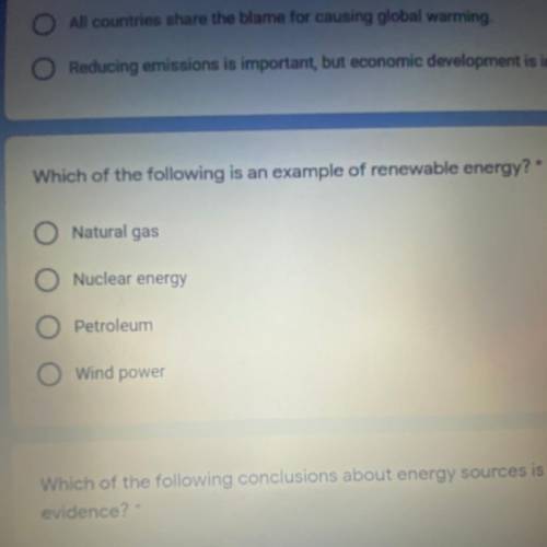 Which of the following is an example of renewable energy
