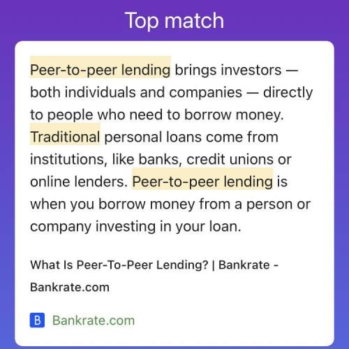 In what ways do peer-to-peer lending and traditional lending differ?