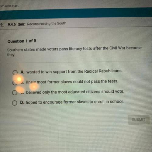 Southern states made voters pass literacy tests after the Civil War because

they:
A. wanted to wi