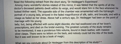 What can you conclude about dr heidegger from this description of his studdy