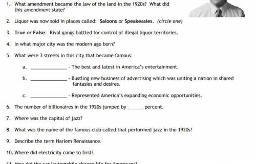 Please help me with these questions! Based on the video The Century: America's Time - 1920-1929: B