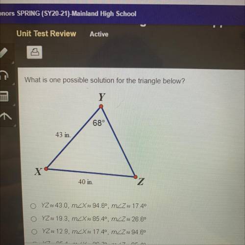 What is one possible solution for the triangle below?