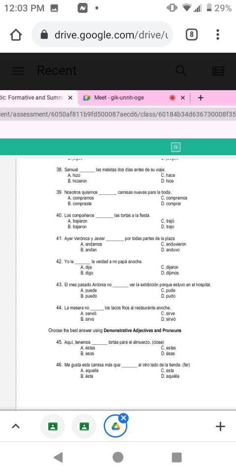 Please help with my spanish I'm begging. Multiple choice . You may have to zoom in. Giving BRAINLIE