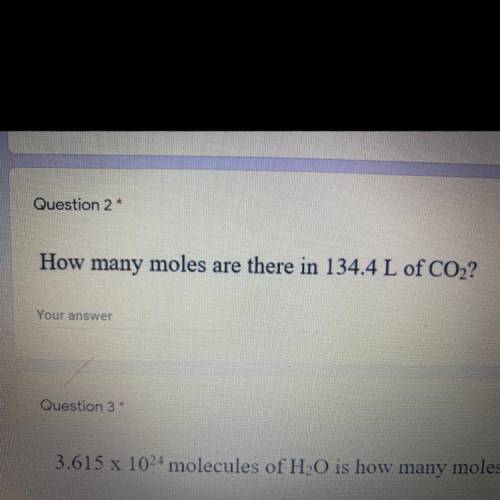 How many moles are there in 134.4 L of CO2?