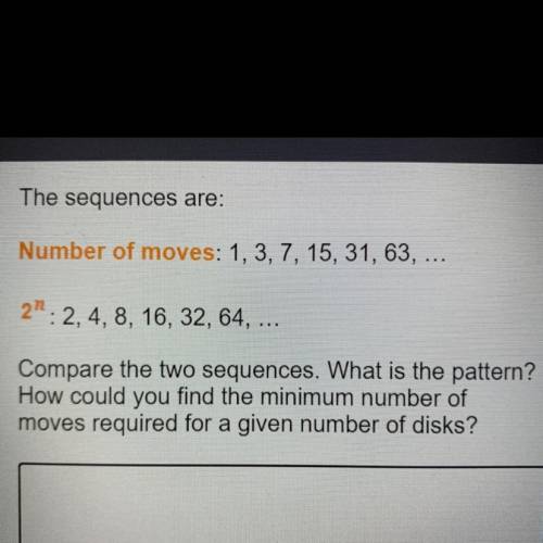 Compare the two sequences. What is the pattern?

How could you find the minimum number of
moves re