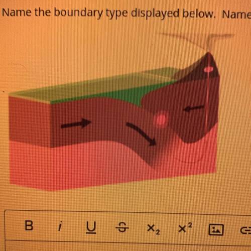 Name the boundary type displayed below. Name the types of tectonic plates that are colliding. What