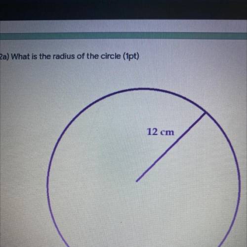 What is the radius of the circle
12cm 
24cm
6cm
12 pi cm