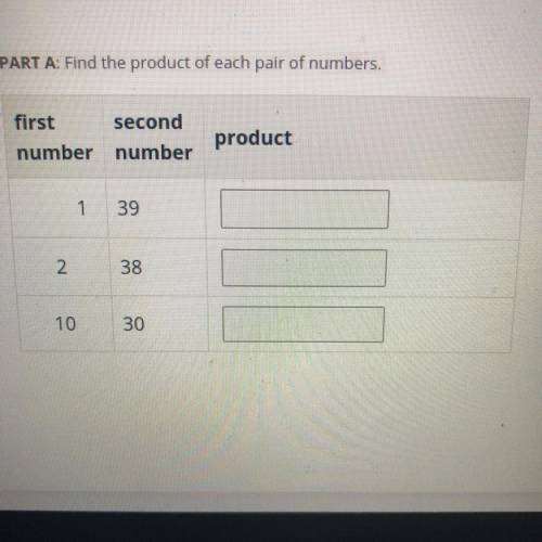 Find the product of each pair of numbers .