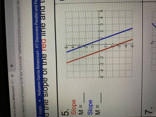 Find the slope of the red and blue line
