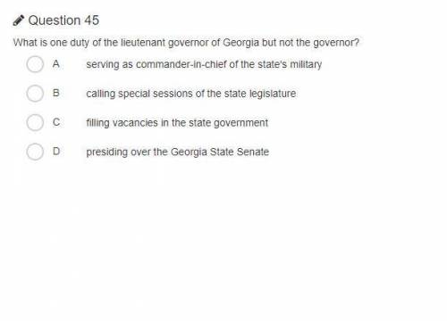 What is one duty of the lieutenant governor of Georgia but not the governor?
Please Help