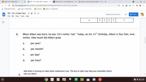 When Albert was born, he was 19.5 inches tall. Today, on his 13th birthday, Albert is four feet,