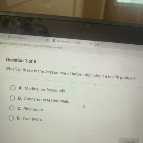 Which of these is the best source of information about a health product? 
ANSWER ASAP