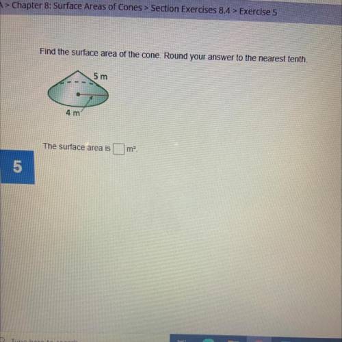 What is the surface area of this cone rounded to the nearest tenth
