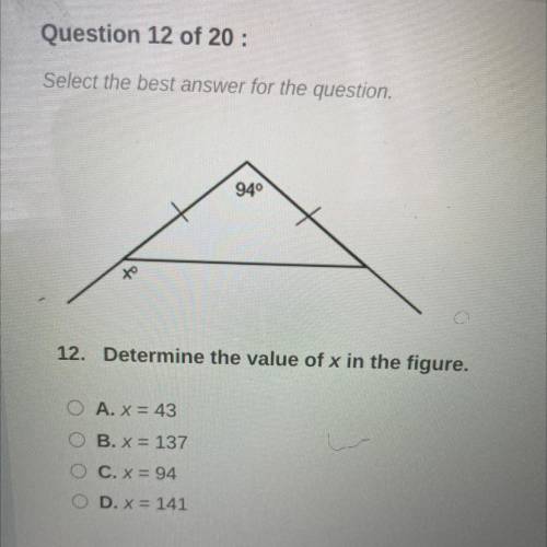 Determine the value of x in the figure