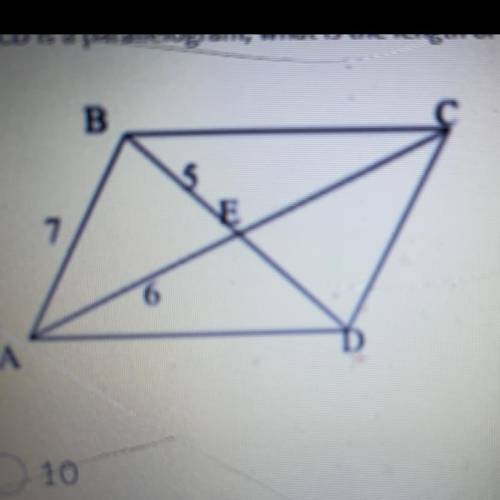 If abcd is a parallelogram what is the length of bd