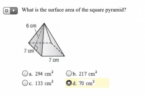 Help? What is the surface area of the square pyramid?