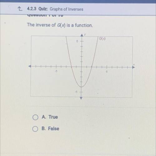 The inverse of G(x) is a function.
A. True
. B. False