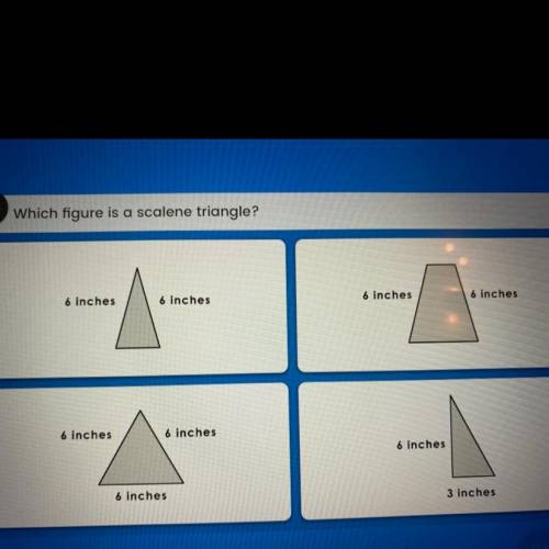 Which figure is a scalene triangle?

6 inches
6 inches
6 inches
-
6 inches
6 inches
6 inches
6 inc