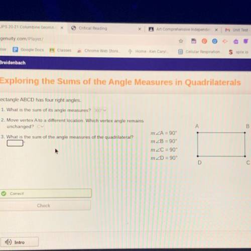 3. What is the sum of the angle measures of the quadrilateral?
