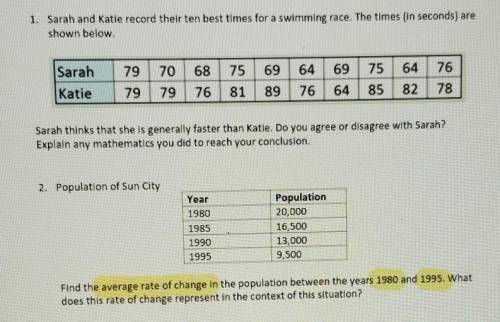 Is sarah faster than Katie? and what is the average rate?​