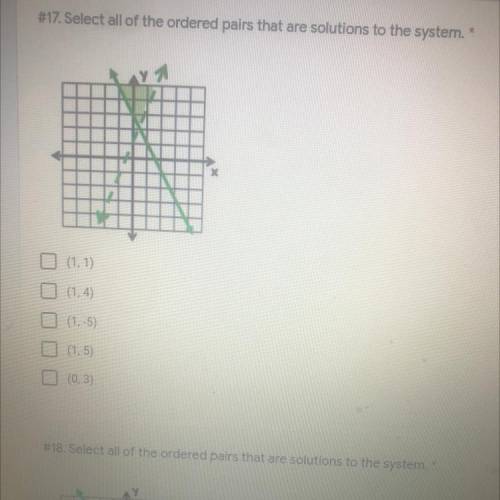 Select all of the ordered pairs that are solutions to the system