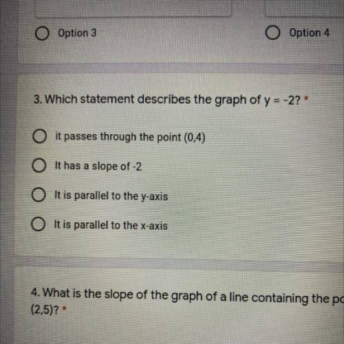 Which statement describes the graph of y = -2?*