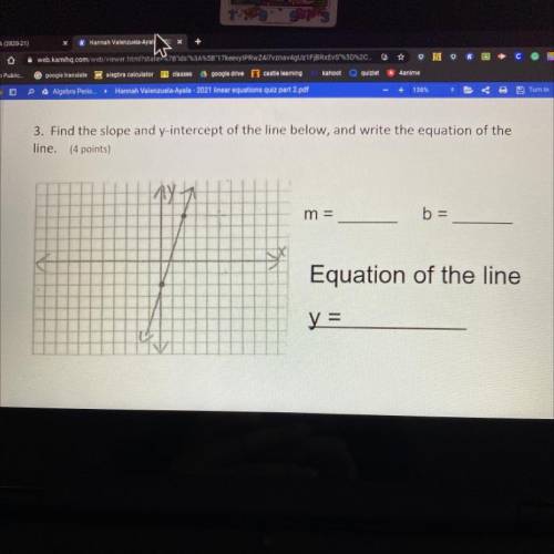 Find the slope and y-intercepts of the line below & write the equation of the line.