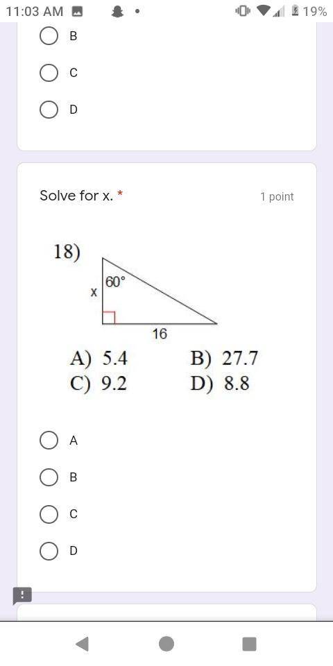 Sole for X ( multiple choice pls help I really need it .) Pls dont just answer for points ( 3 quest