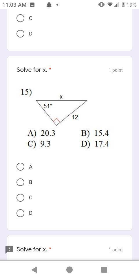 Sole for X ( multiple choice pls help I really need it .) Pls dont just answer for points ( 3 quest