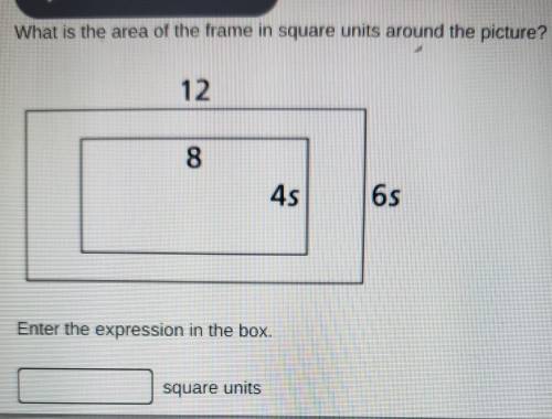 What is the area of the frame in square units around the picture? 12 8 45 6s Enter the expression i