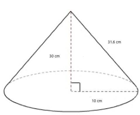 The volume of the cone is exactly ___ ​ cubic centimeters.